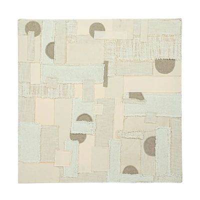 Hello Honey® 30" Fabric Patchwork Wall Hanging with Oak Wood Frame