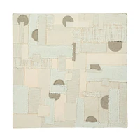 Hello Honey® 30" Fabric Patchwork Wall Hanging with Oak Wood Frame