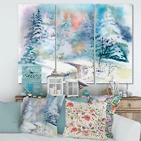 Designart - Winter Landscape With Snowy River I