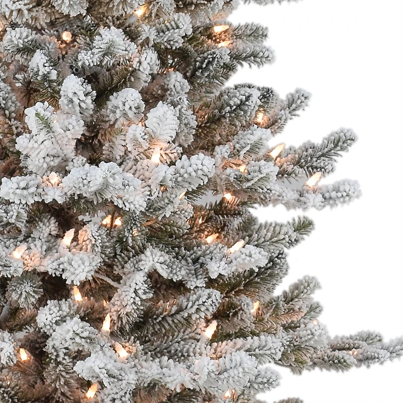 6.5ft. Pre-Lit Flocked Royal Majestic Douglas Fir Artificial Christmas Tree, Clear Lights