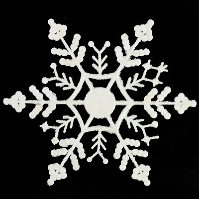 Glitter Snowflake Christmas Ornaments - 6.25" - White - 24ct