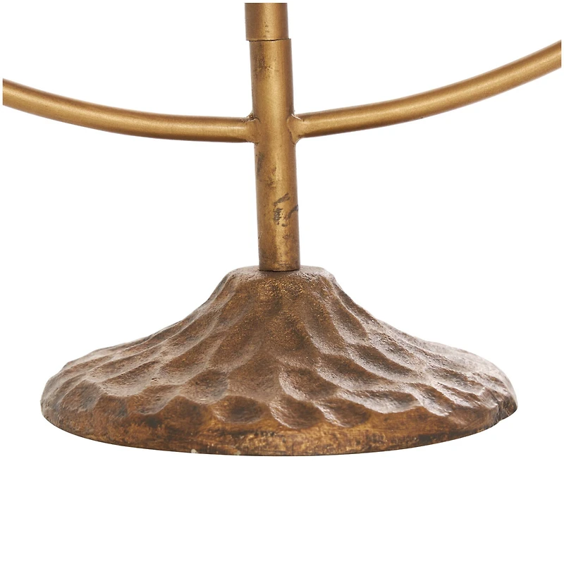 17" Bronze Metal Layered Arch Candelabra with Textured Base