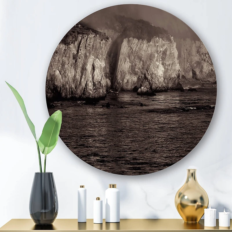 Designart - Gold Cliffs In The Fog