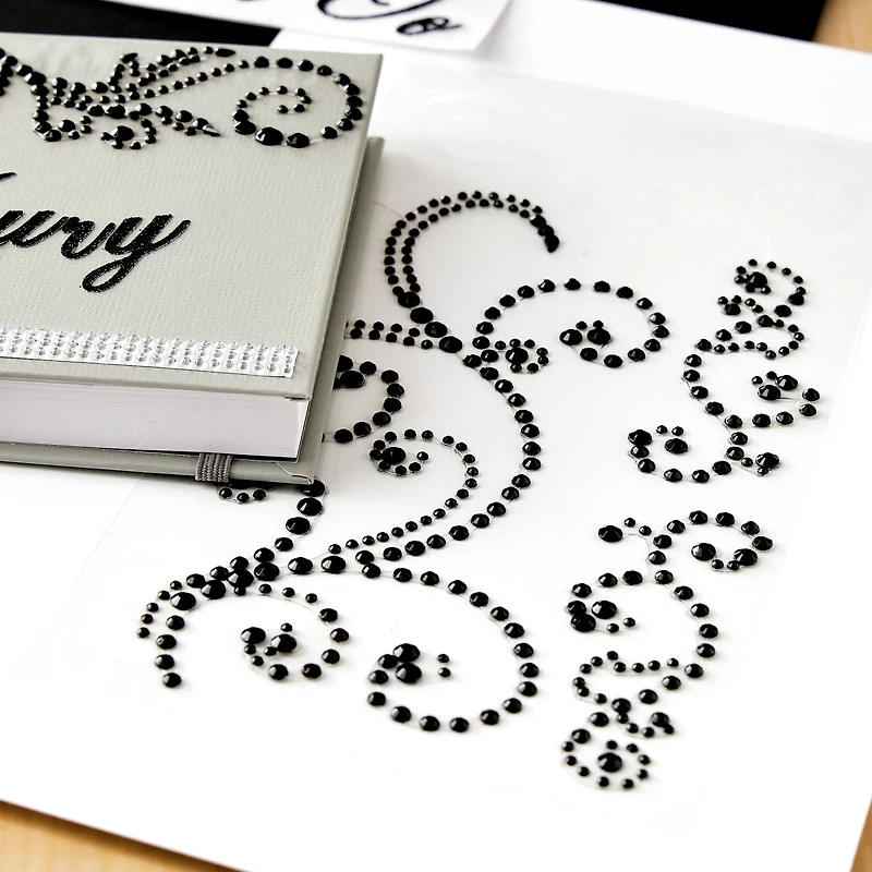 Recollections™ Adhesive Rhinestones, Medium Black Flourishes