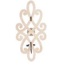 24" White Wood Beaded Pillar Scroll Wall Sconce
