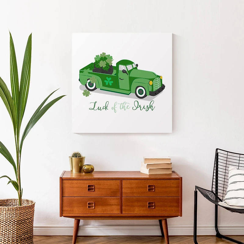 Plaid Green Truck Luck Canvas 24" x 24" Canvas Wall Art