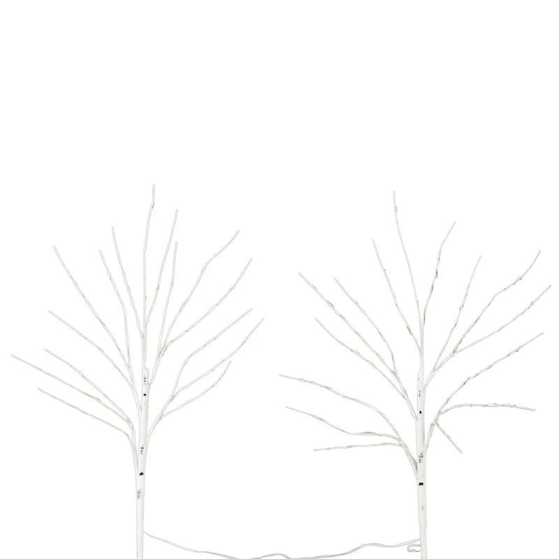 2 Pack 24in. Pre-Lit Artificial White Birch Branches, Warm White LED Lights