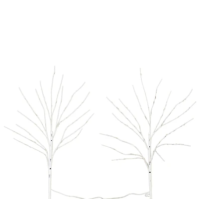 2 Pack 24in. Pre-Lit Artificial White Birch Branches, Warm White LED Lights