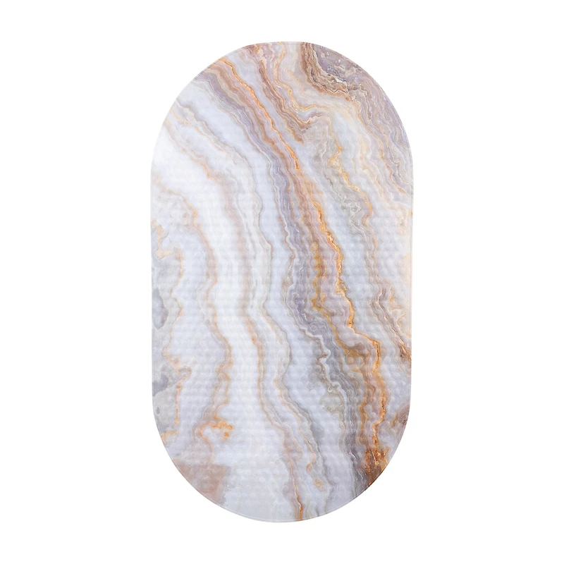 Elle Décor Agate Print Oval Bubble Bath Mat