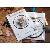 Luca-S Bengal Cat Counted Cross Stitch Kit with Display Hoop