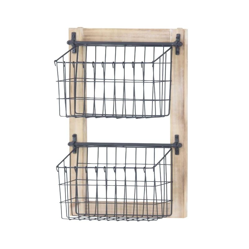 22" Black Metal Farmhouse Magazine Rack Holder