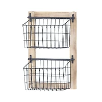 22" Black Metal Farmhouse Magazine Rack Holder