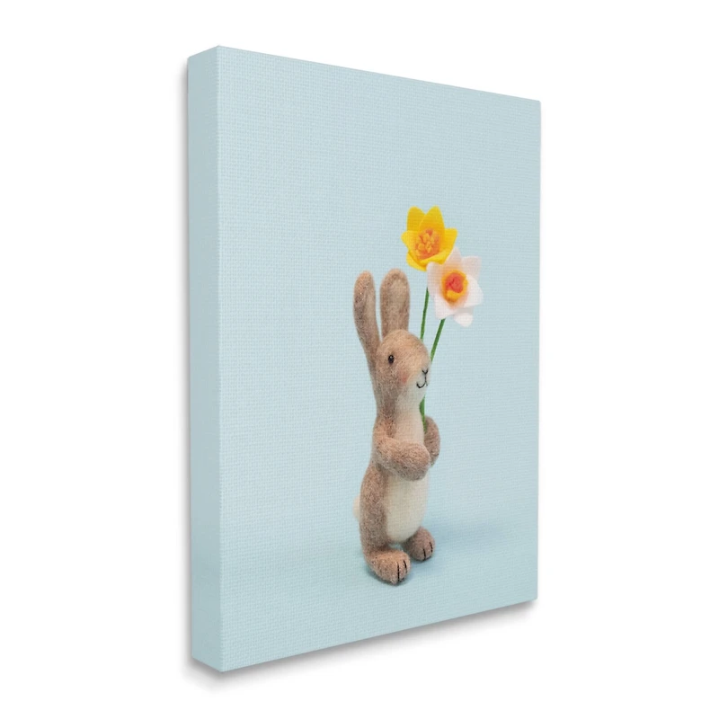 Stupell Industries Spring Bunny Floral Daffodils Canvas Wall Art