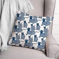 Blue Cat Pattern 18" x 18" Throw Pillow