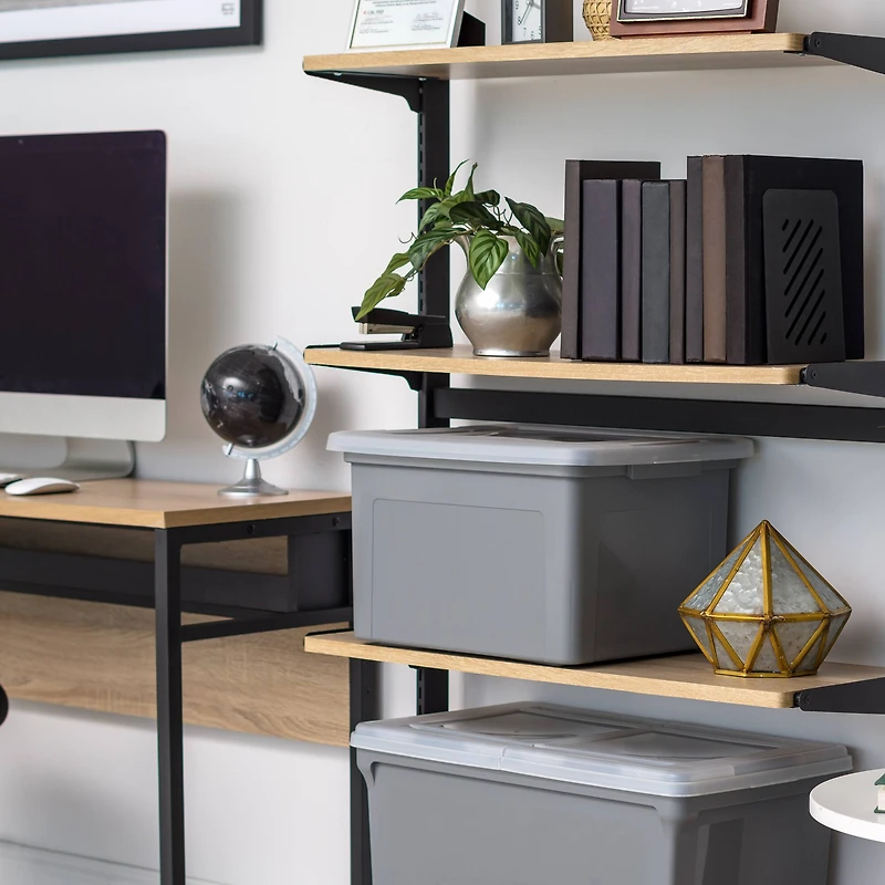 IRIS Gray & Clear 35qt. Snap Tight Plastic File Organizer Box With Lid