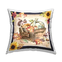 Stupell Industries Autumn Leaves Squirrel Perched Decorative Printed Throw Pillow