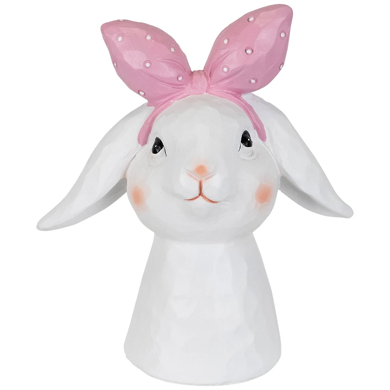 7.5" White & Pink Easter Bunny Bust with Hair Bow