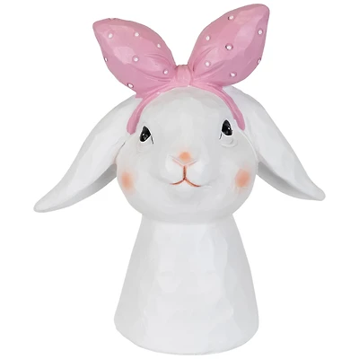 7.5" White & Pink Easter Bunny Bust with Hair Bow