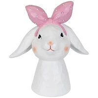 7.5" White & Pink Easter Bunny Bust with Hair Bow