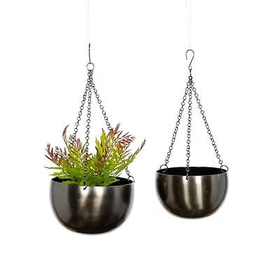 Black Metal Glam Hanging Planter Set