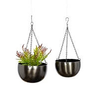 Black Metal Glam Hanging Planter Set
