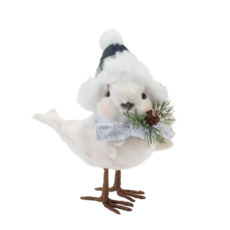 Winter Bird with Hat & Pine Accent Set, 7", 7.5" & 8"
