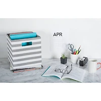 DII® Square Gray Pinstripe Polyester Cube