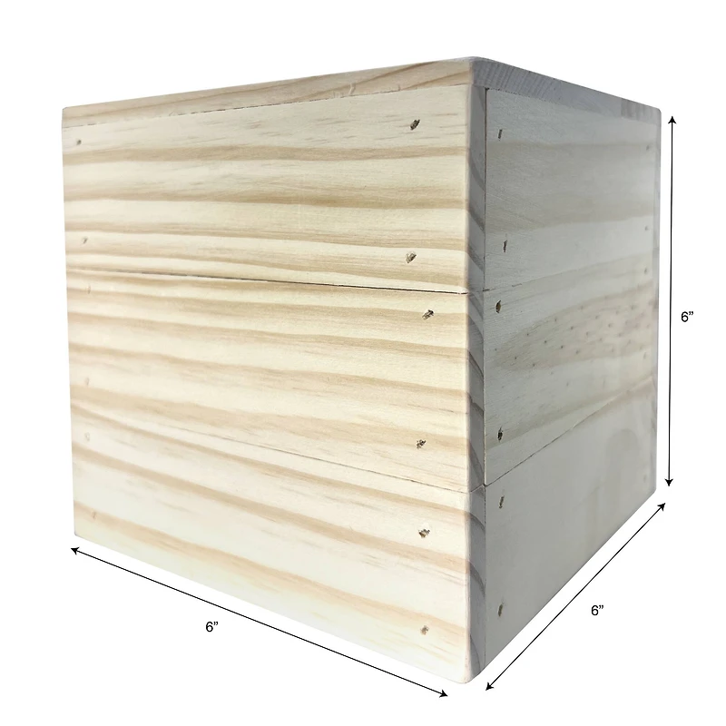 6" Unfinished Wooden Cube Riser Box