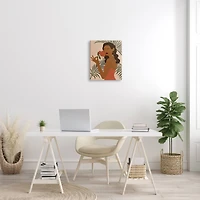 Stupell Industries Woman With Red Floral over Green Palm Leaves Canvas Wall Art
