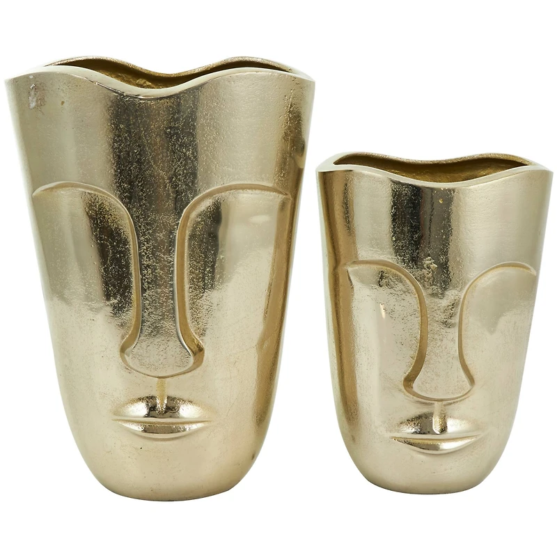Gold Glam Aluminum Face Vase Set