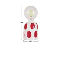 Hello Honey® 7.25" White & Red Dots Stoneware Lamp with Tree Shaped LED Filament Lightbulb