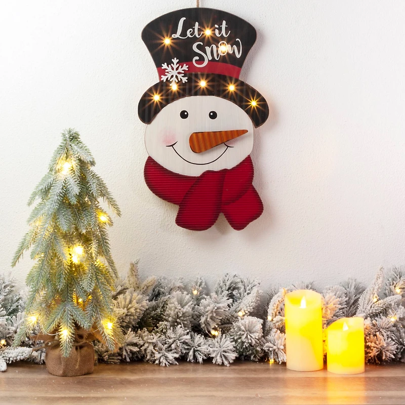 Glitzhome® 19" Lighted Snowman Wall Décor