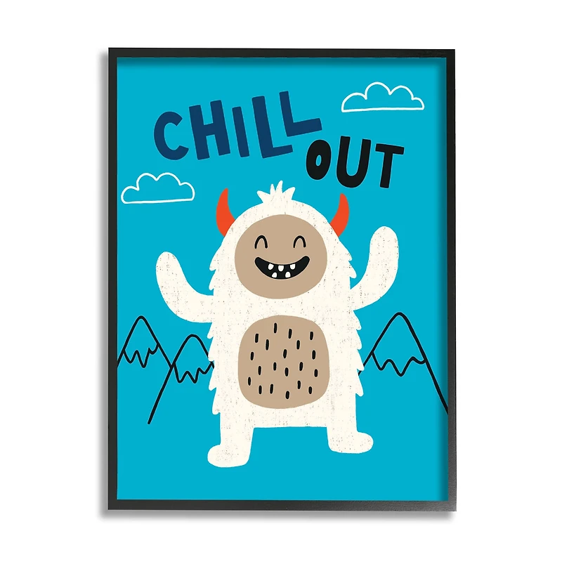 Stupell Industries Chill Out Phrase Abominable Snowman Winter Yeti in Frame Wall Art