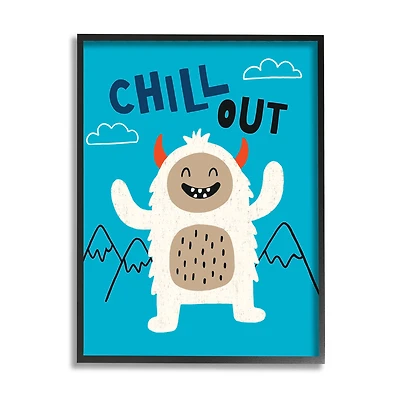Stupell Industries Chill Out Phrase Abominable Snowman Winter Yeti in Frame Wall Art