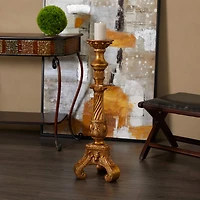 33" Gold Polystone Handmade Pillar Candle Holder