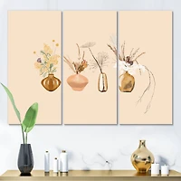 Designart - Bouquets Of Wildflowers In Gold Vases II