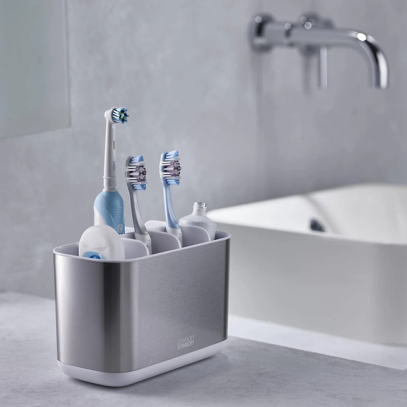 Joseph Joseph EasyStore Steel Toothbrush Caddy Large - White
