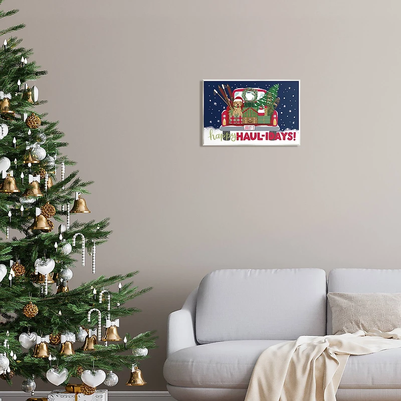 Stupell Industries Happy Haul-idays Christmas Gift Truck Wall Plaque Art