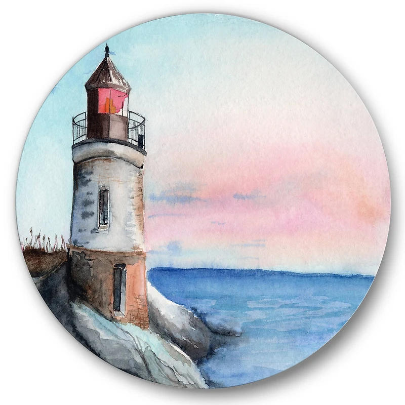 Designart - A Lighthouse On A Rock Shore In Early Morning