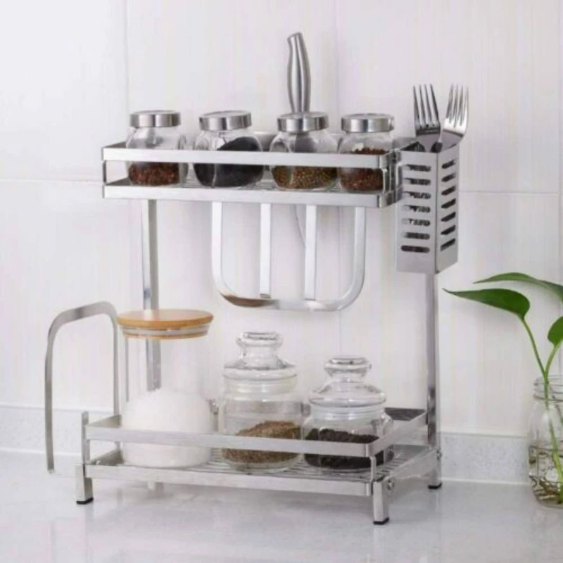 NEX™ 15" Silver 2-Tier Standing Storage Rack