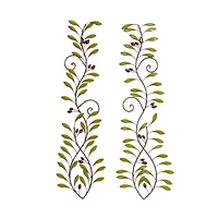 Green Metal Traditional Leaves Wall Décor Set