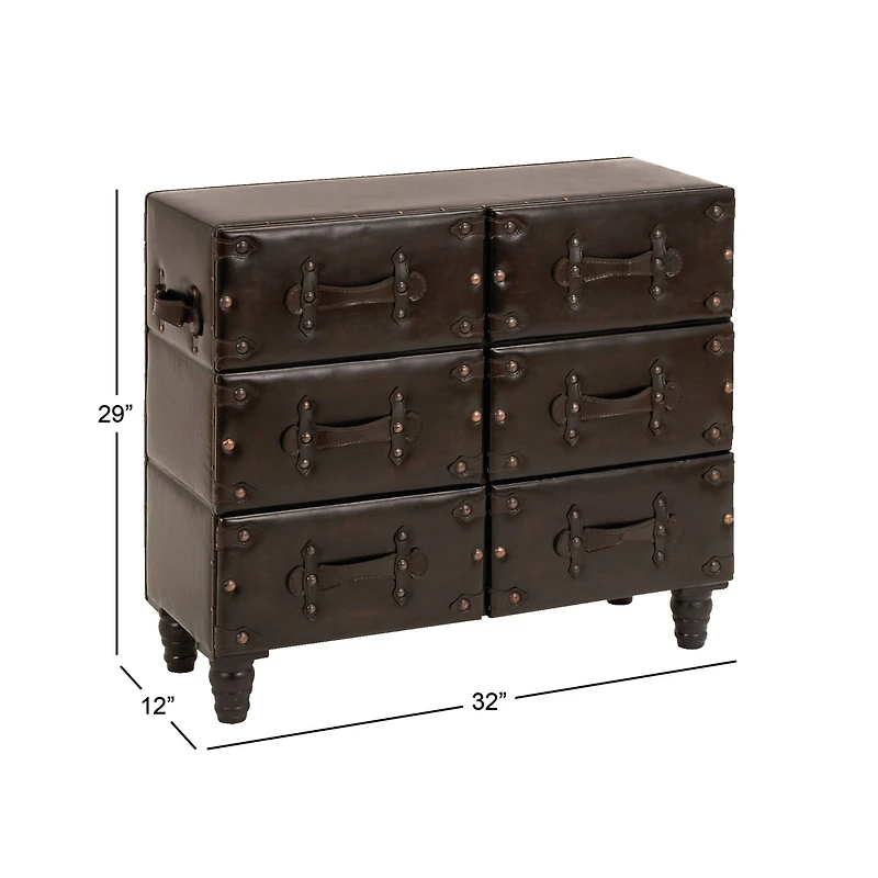 32" Black Faux Leather & Cedar Traditional Chest