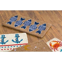 Hello Honey® Black & White Fish Images Natural Coir Doormat
