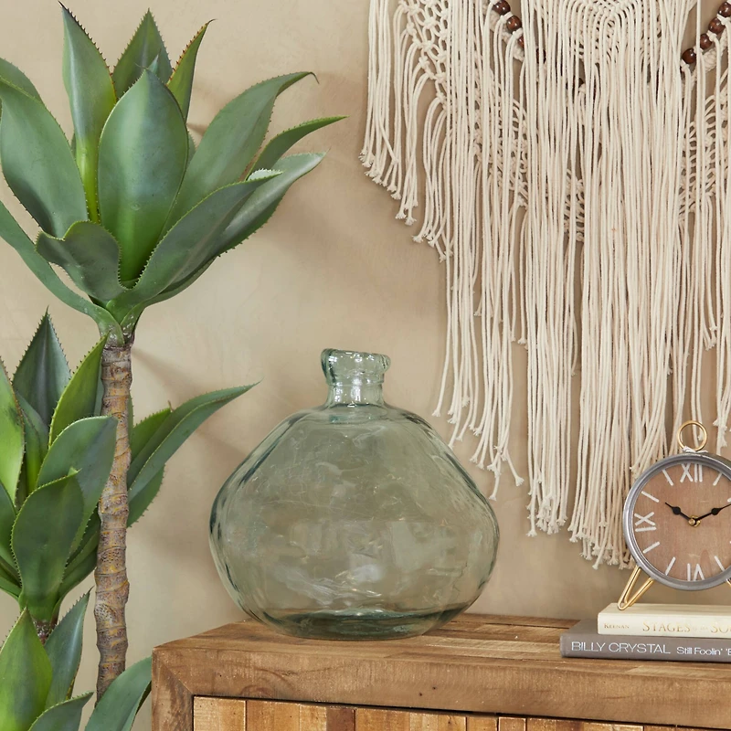 Blue Recycled Glass Handmade Spanish Vase 13" x 13" x 13"