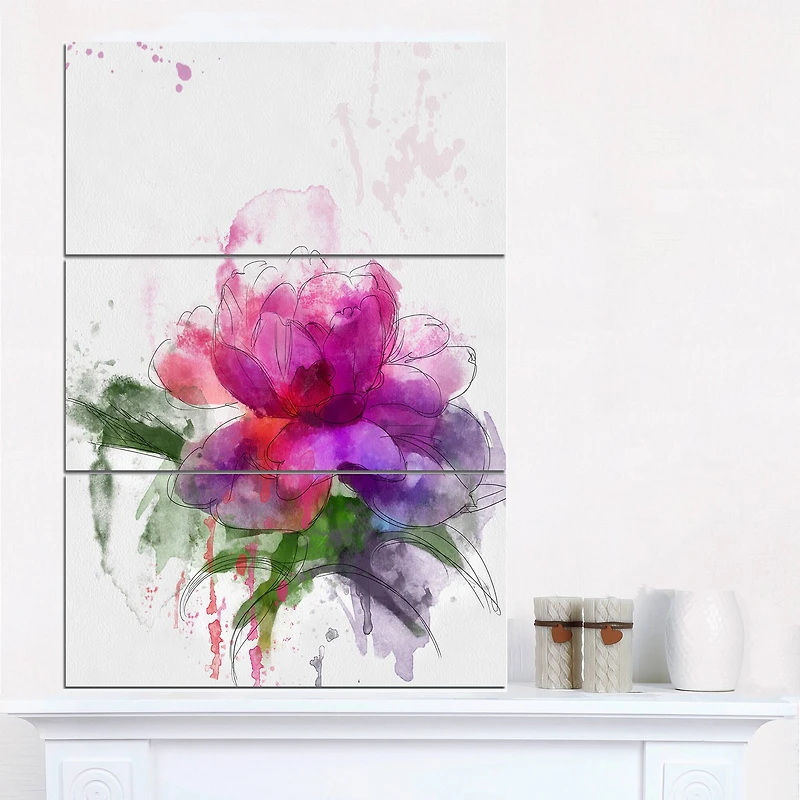 Designart - Purple Peony Sketch