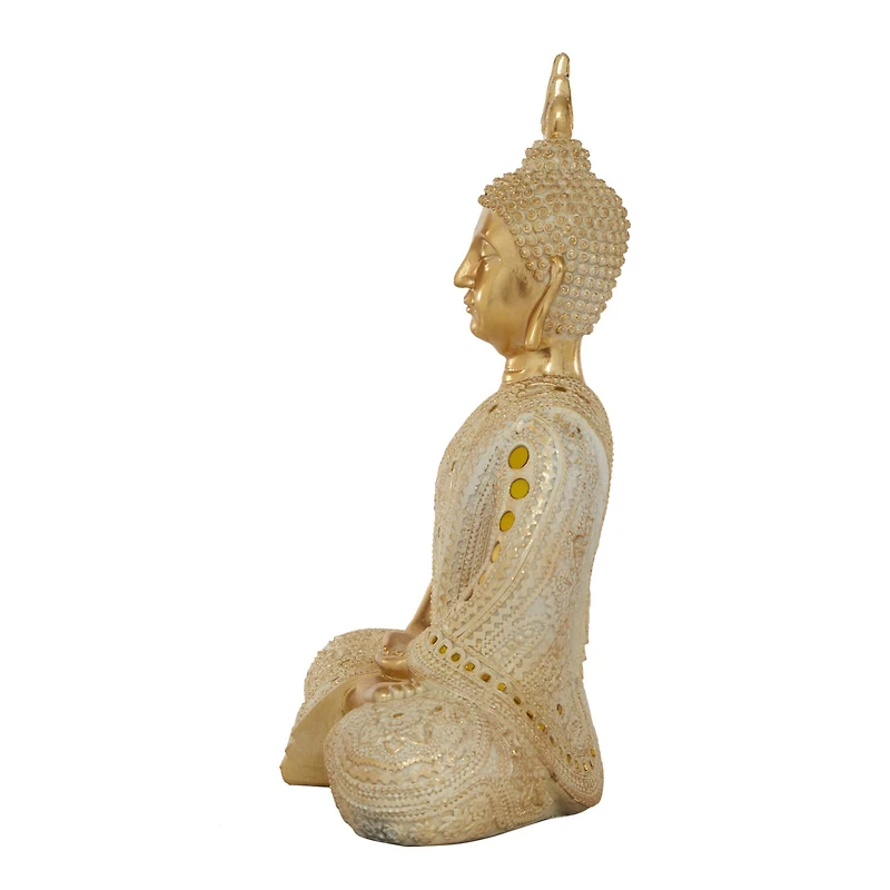 Gold Polystone Glam Sculpture, Buddha 20" x 14" x 9"