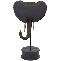 27" Black Polystone Elephant Sculpture