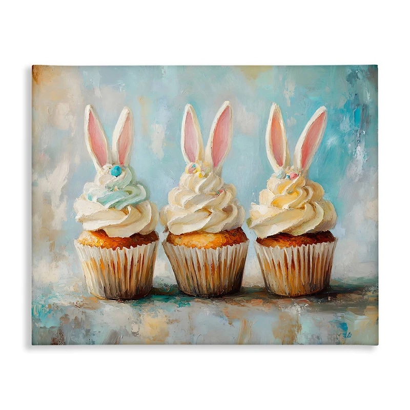 Stupell Industries Festive Bunny Ear Cupcakes Canvas Wall Art