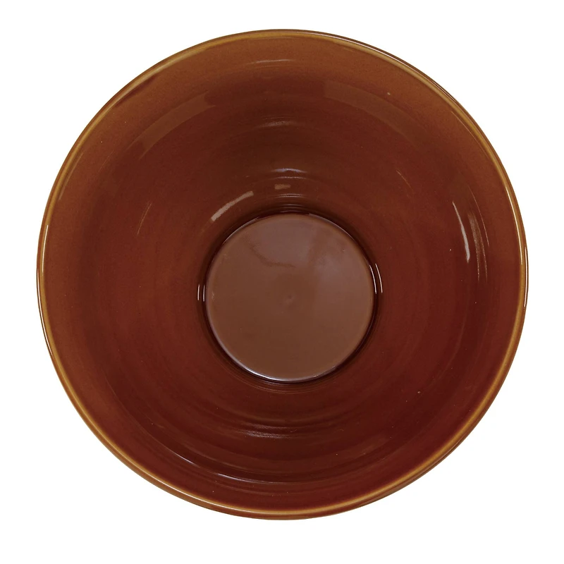 Hello Honey® 6qt. Brown Reactive Glaze Stoneware Mixing Bowl with Black & White Lines