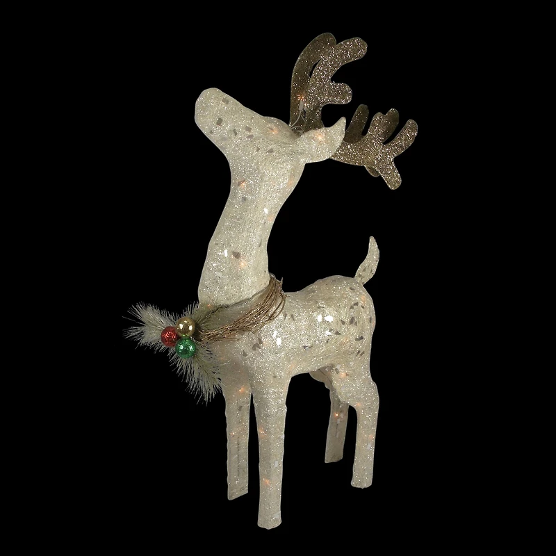 37" Pre-lit Sisal Standing Reindeer Yard Decoration